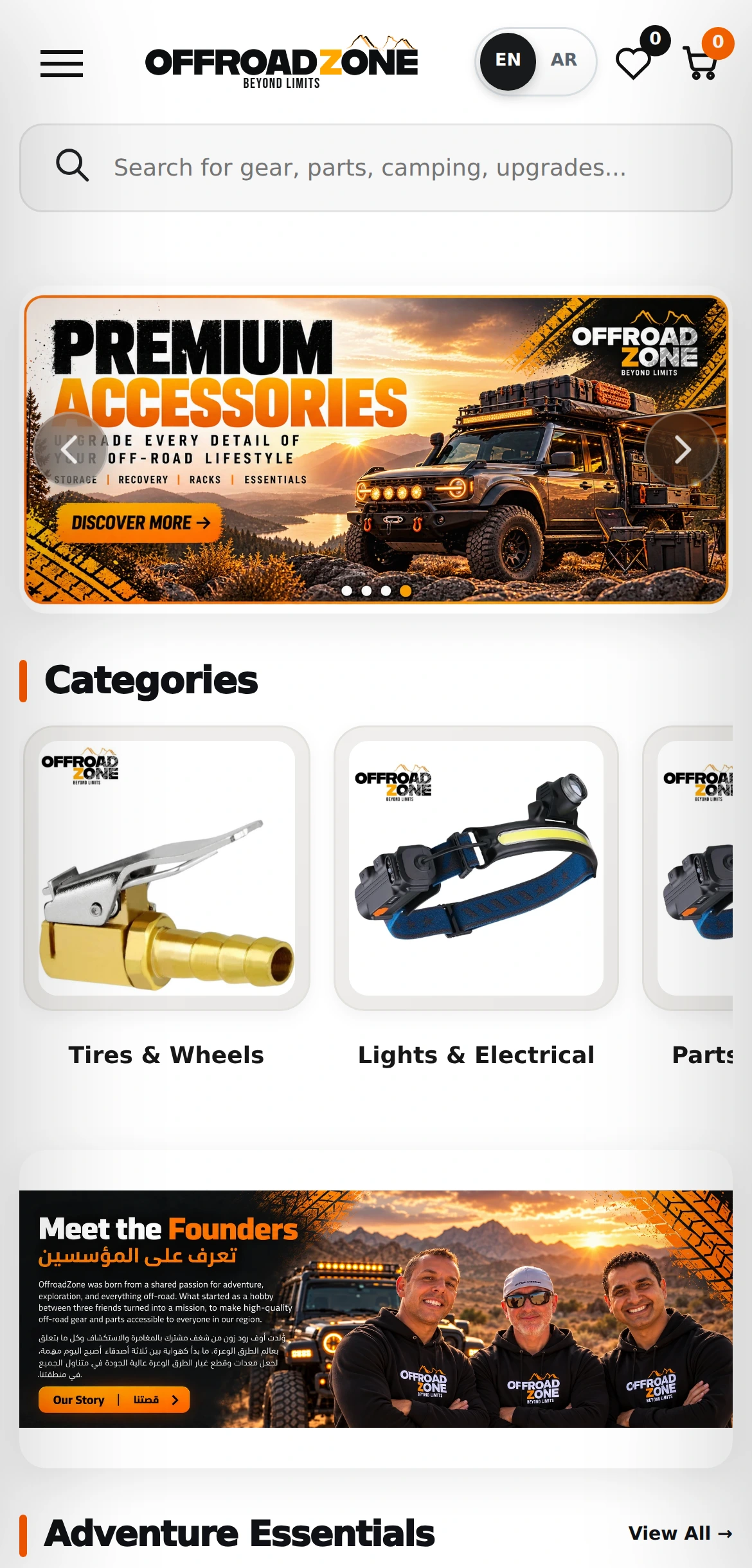 OffroadZone mobile storefront