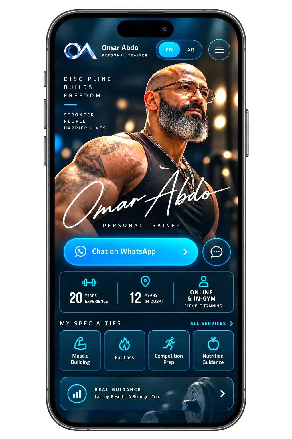 Omar Abdo personal trainer EN mobile website sample