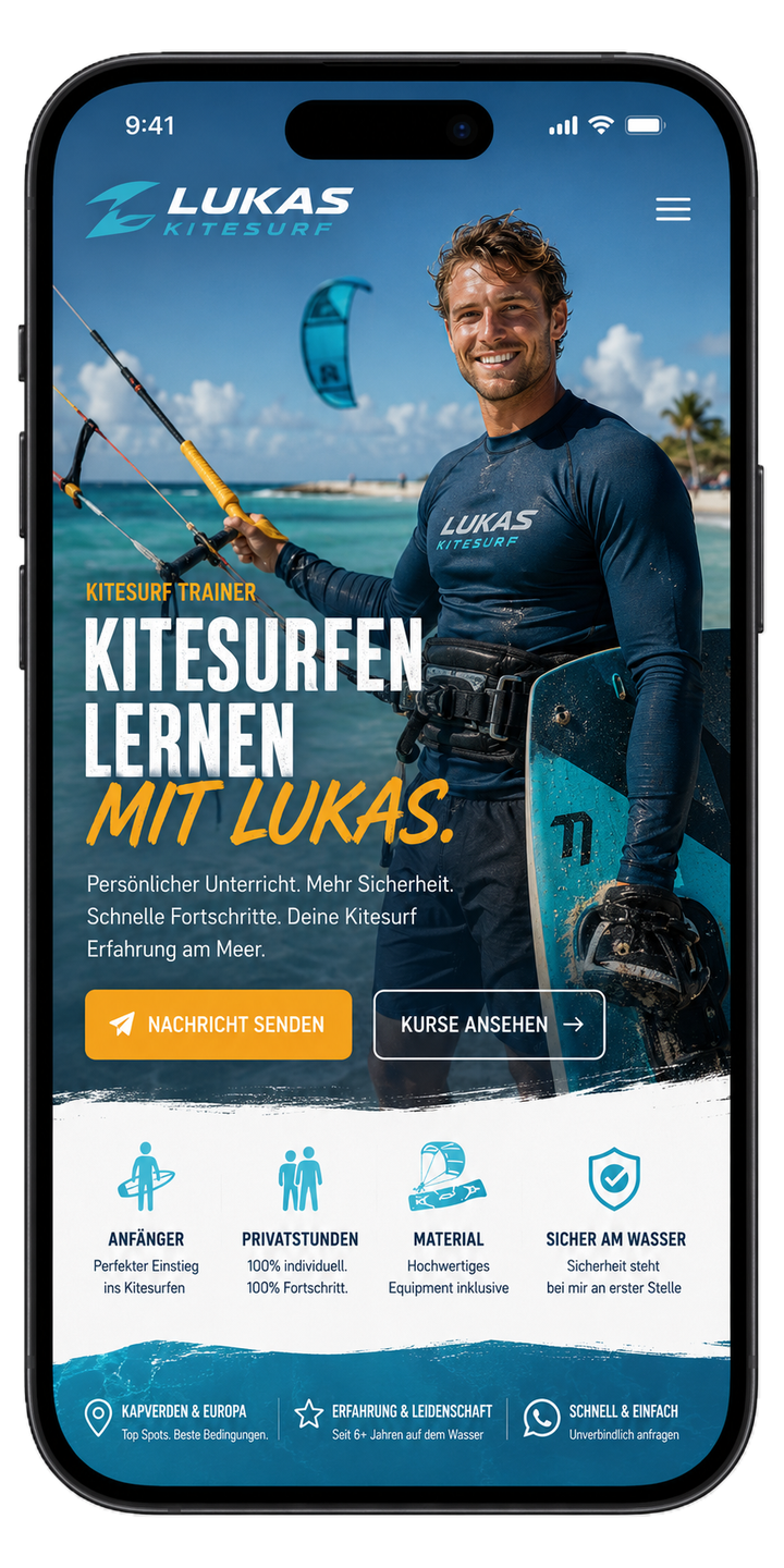 Lukas Kitesurfing DE mobile website sample