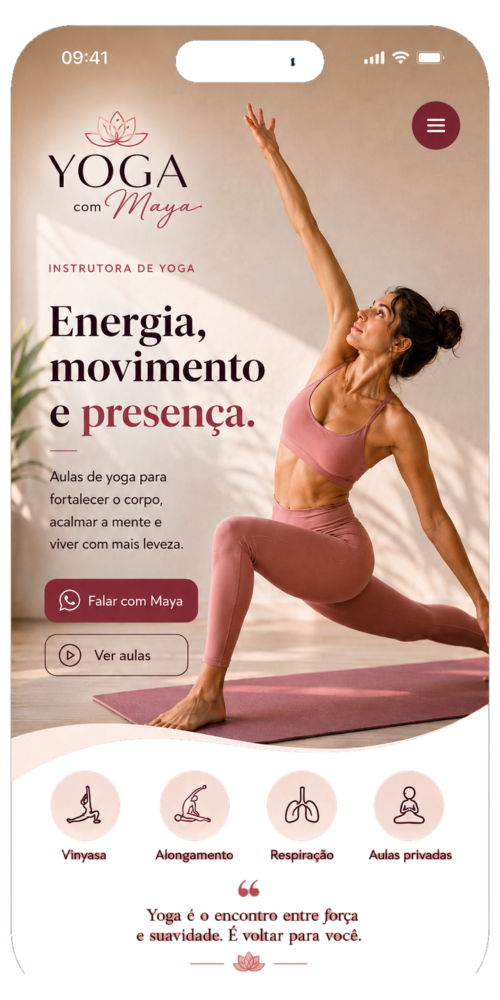 Yoga Instructor PT mobile website sample