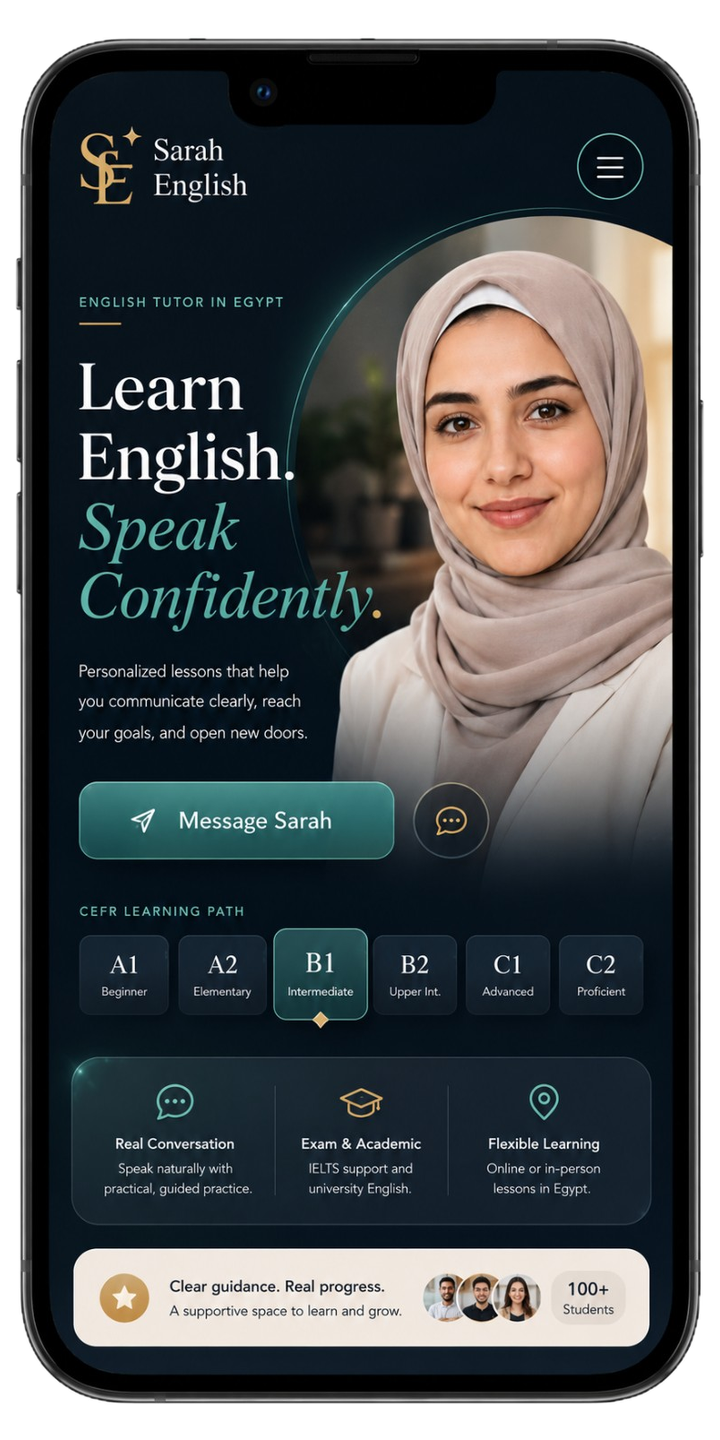 Sarah English EN mobile website sample