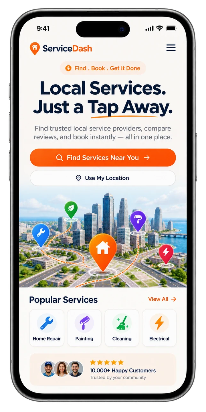 ServiceDash Local EN mobile website sample