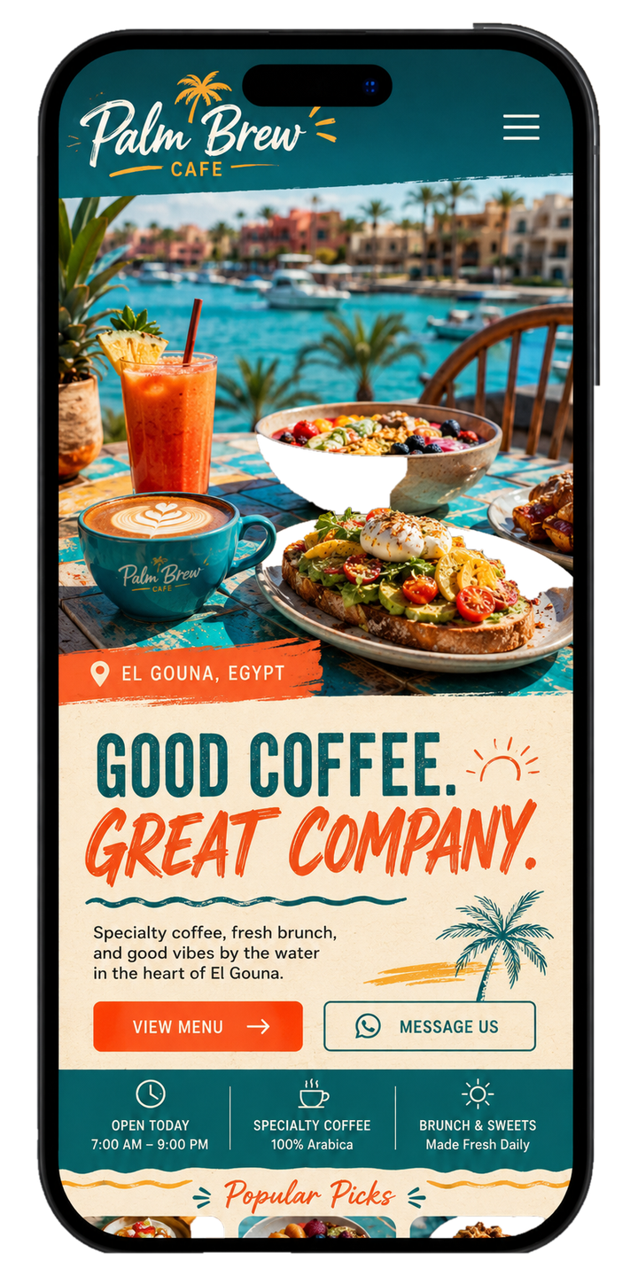 Palm Brew Cafe EN mobile website sample